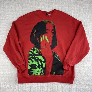 Billie Eilish Crewneck Adult Oversized Small Red Pop Star Divided H&m  Merch